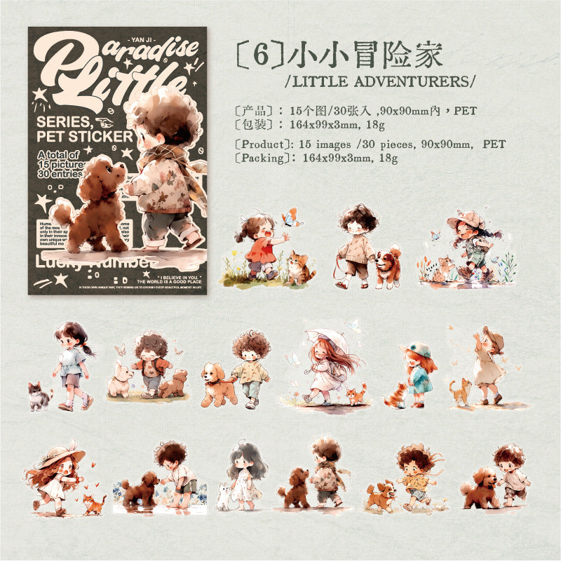 Small Paradise PET Stickers - Cute Little Girl Series, 30 Pcs - ViktaShop