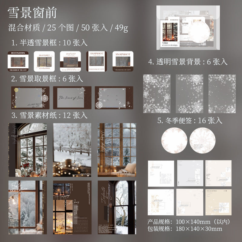 Winter Flower Paper Pack - Retro European Series, 4 Options - ViktaShop