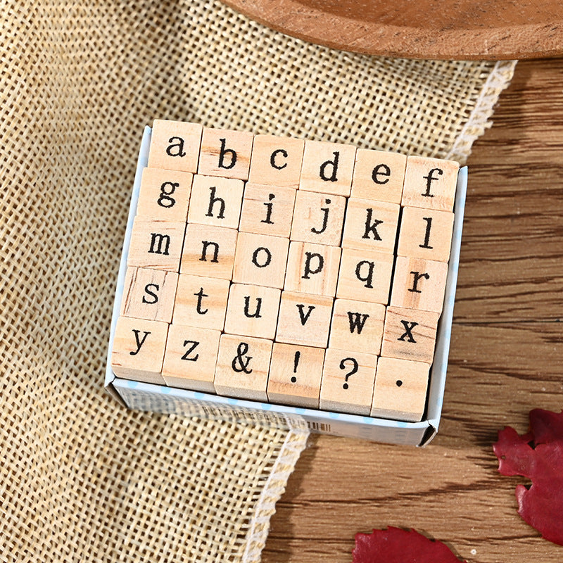 Wooden Stamp Set – English Journal DIY Diary Seals, 4 Options - ViktaShop