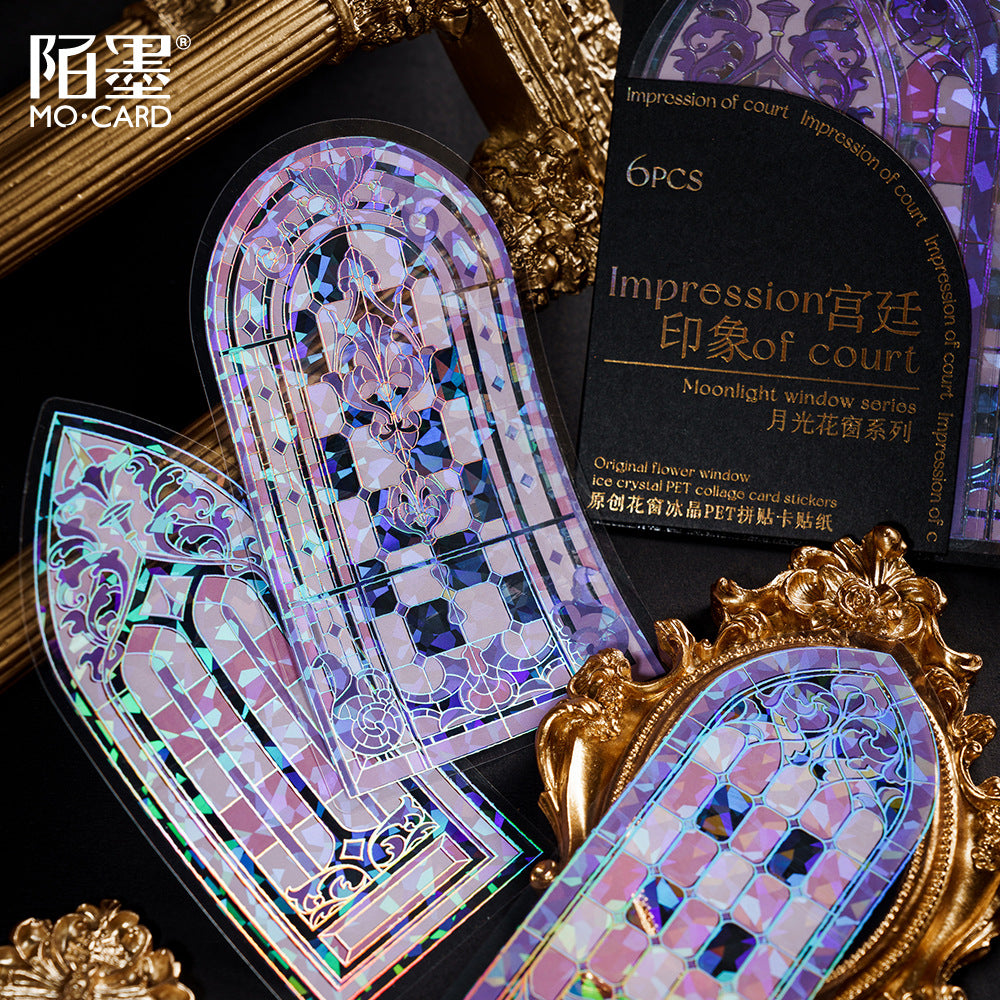 PET Collage Stickers - Moonlight Window Series, 4 Options - ViktaShop