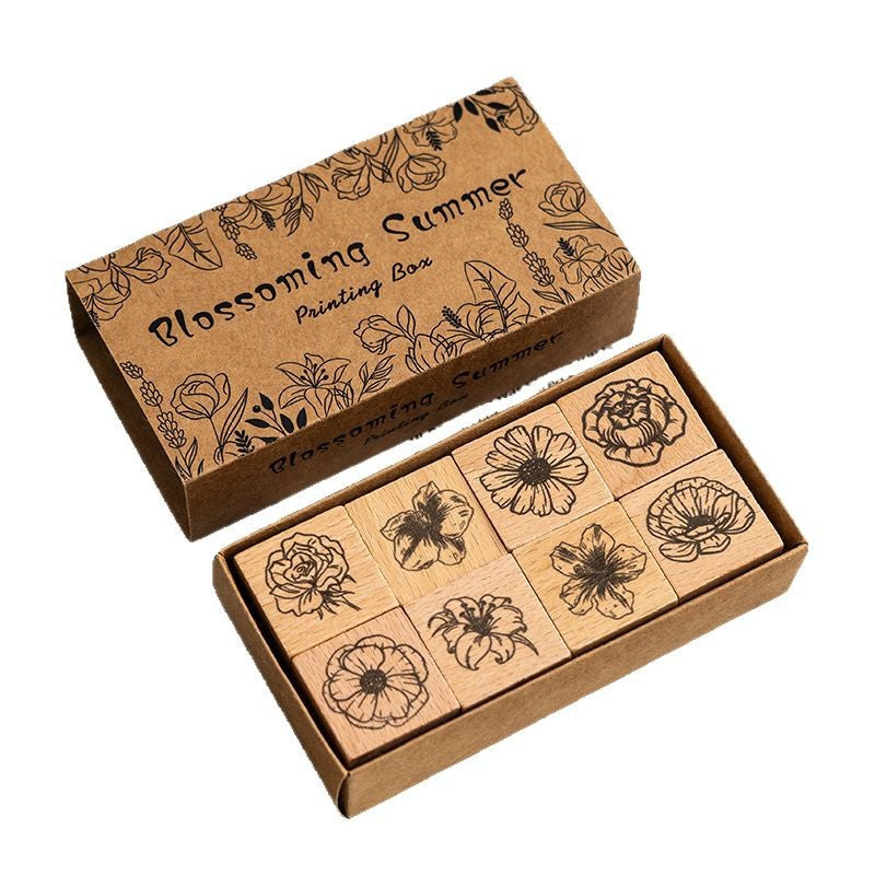Prosperous Brocade Wooden Stamp – Floral Retro DIY Seal, 2 Options - ViktaShop