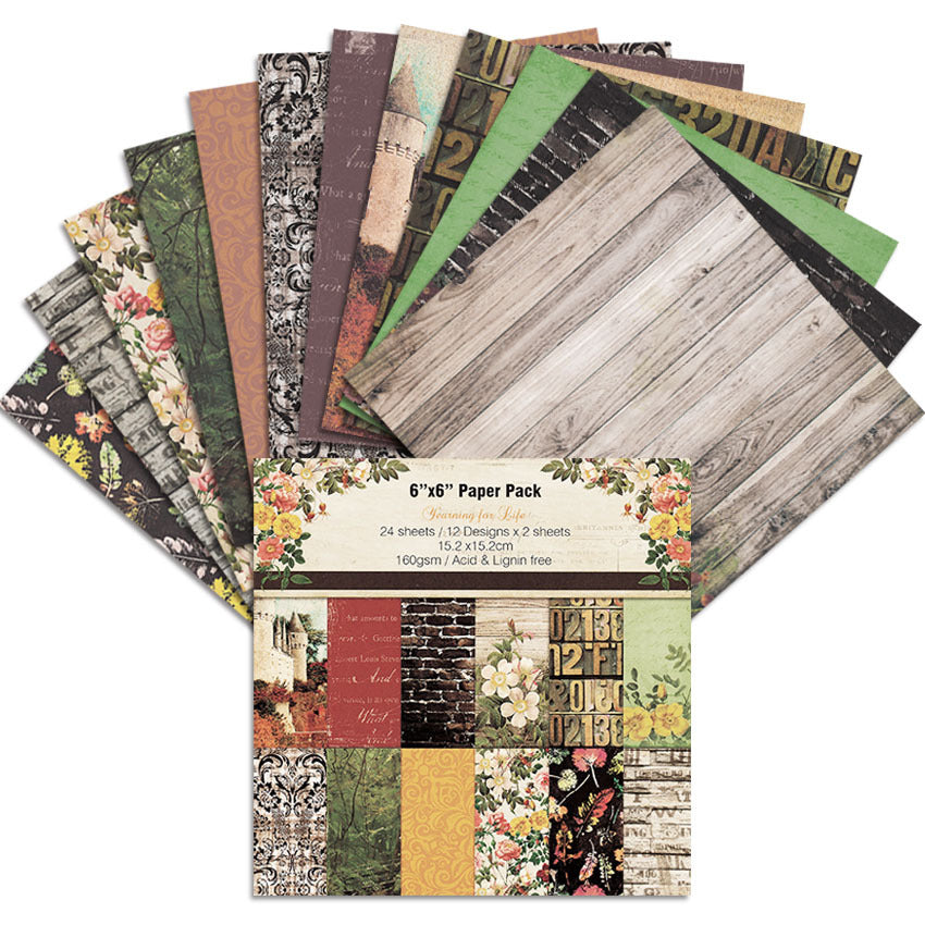 Vintage Pattern Background Paper – 24 Sheets - ViktaShop