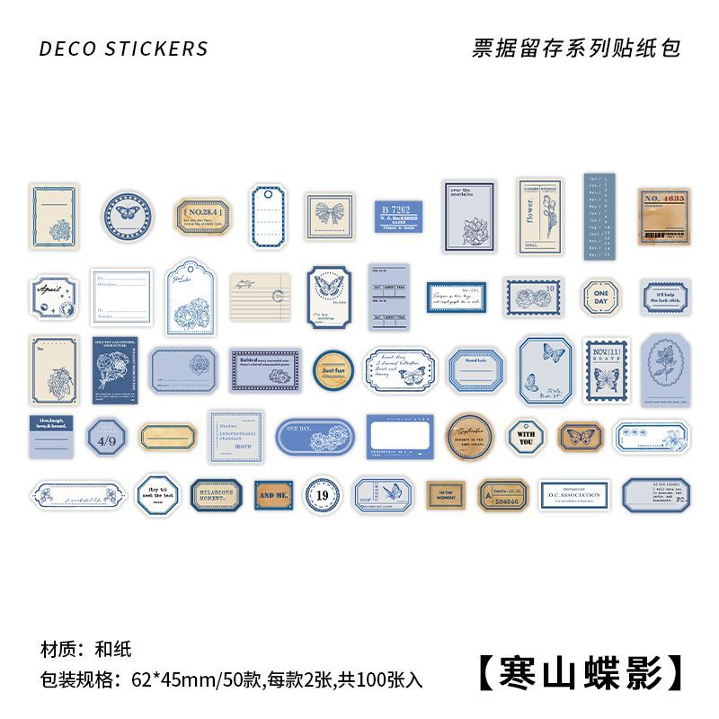 Retro Paper Sticker Pack – Border Label Bill Decoration Stickers, 4 Options - ViktaShop