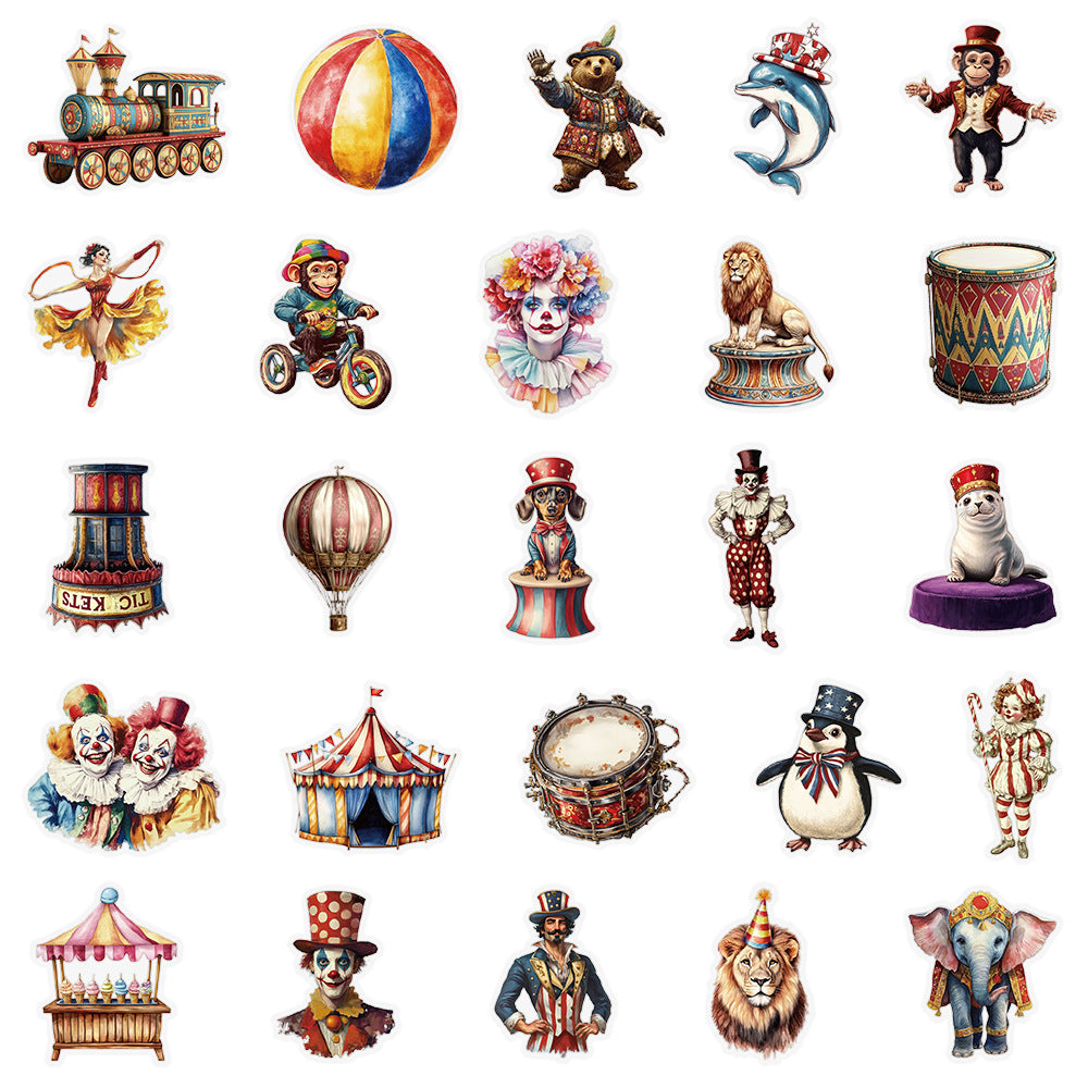 Cartoon Creative Decorative Circus Stickers, 50 Pcs - ViktaShop