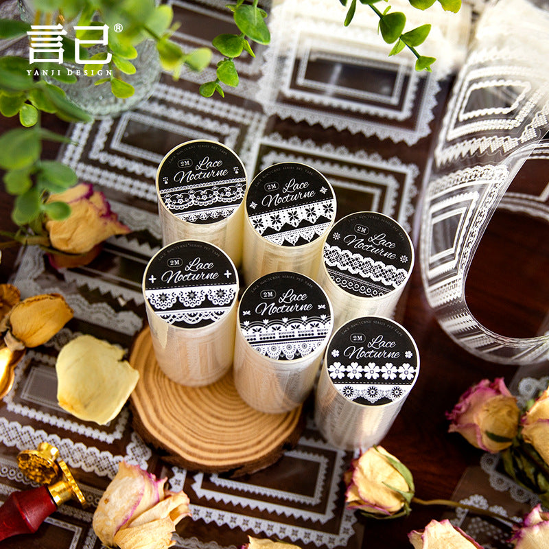 Lace Nocturne Series, Retro Border Decoration PET Tape, 6 Options - ViktaShop
