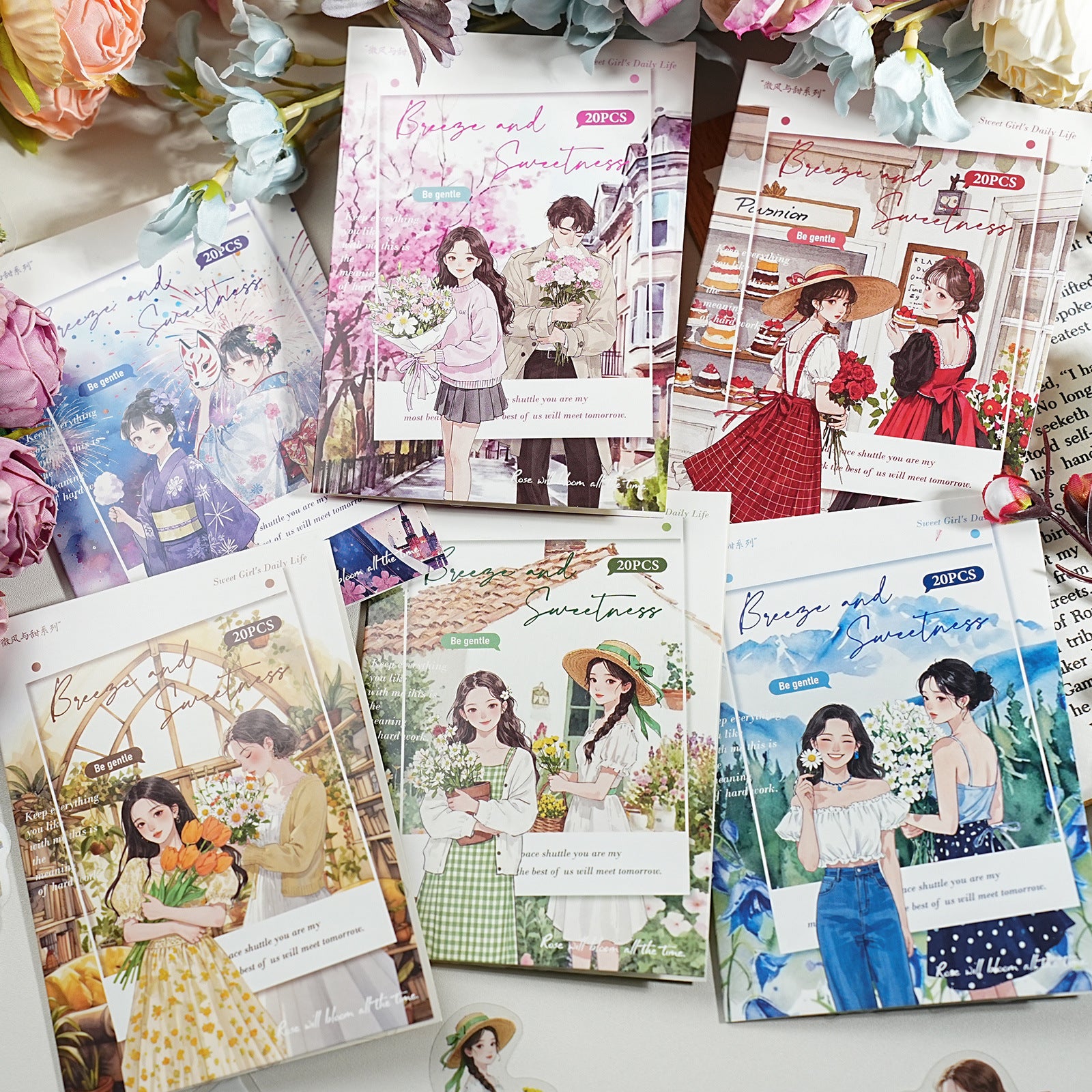 PET Character Stickers – Cartoon Girl Landscape, 20 Pcs - ViktaShop