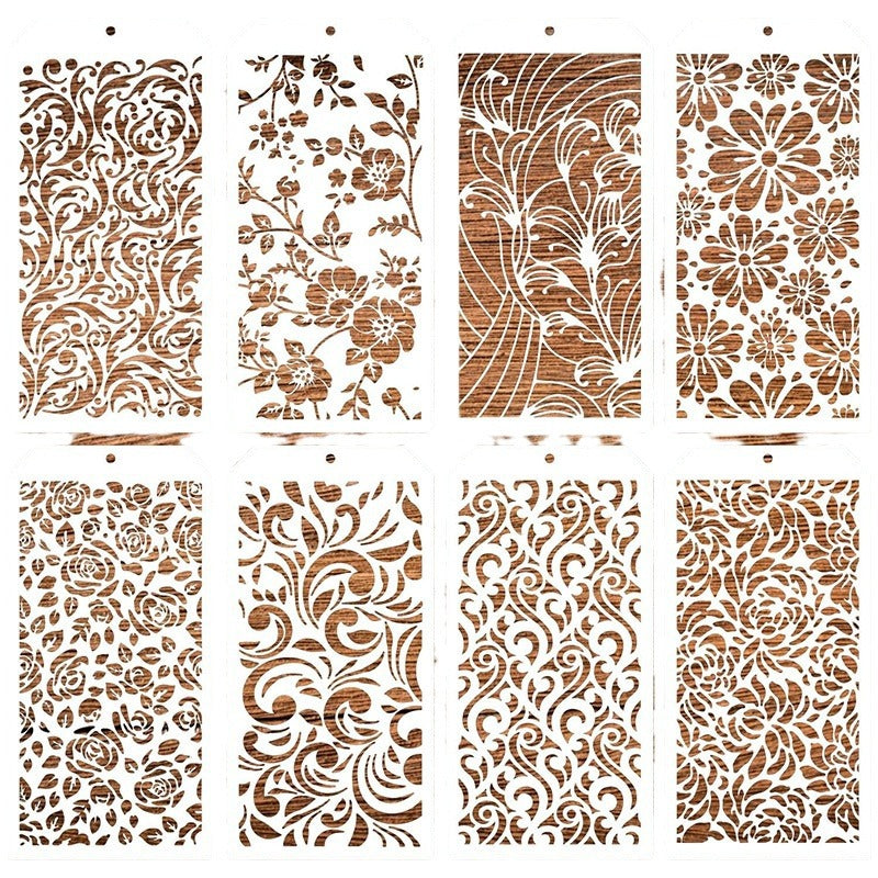 Flower Texture Painting Stencil Set – DIY Art Hollow Templates, 8 Pcs - ViktaShop