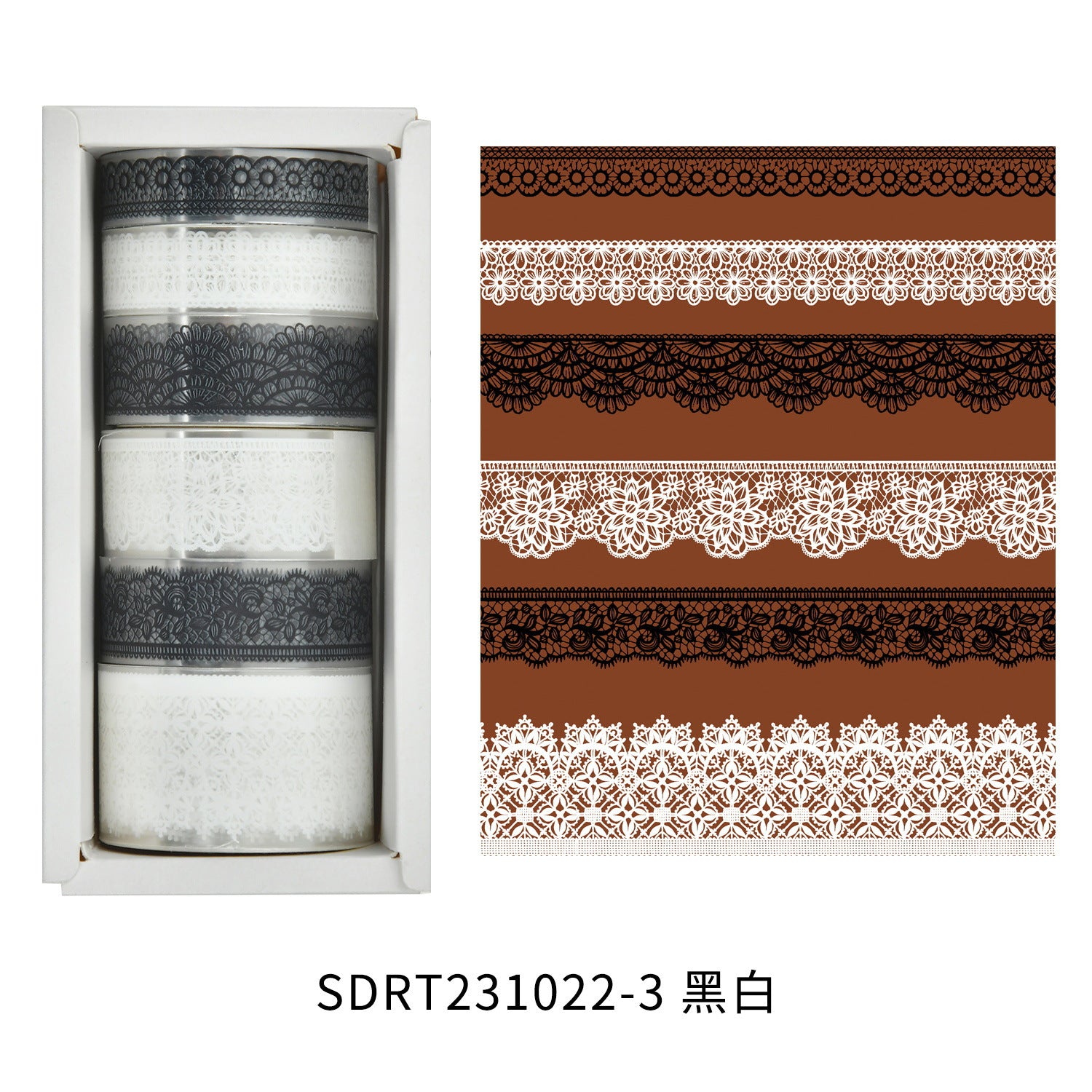 Floating Light Lace Series – Retro Style PET Tape Set, 6 Options - ViktaShop