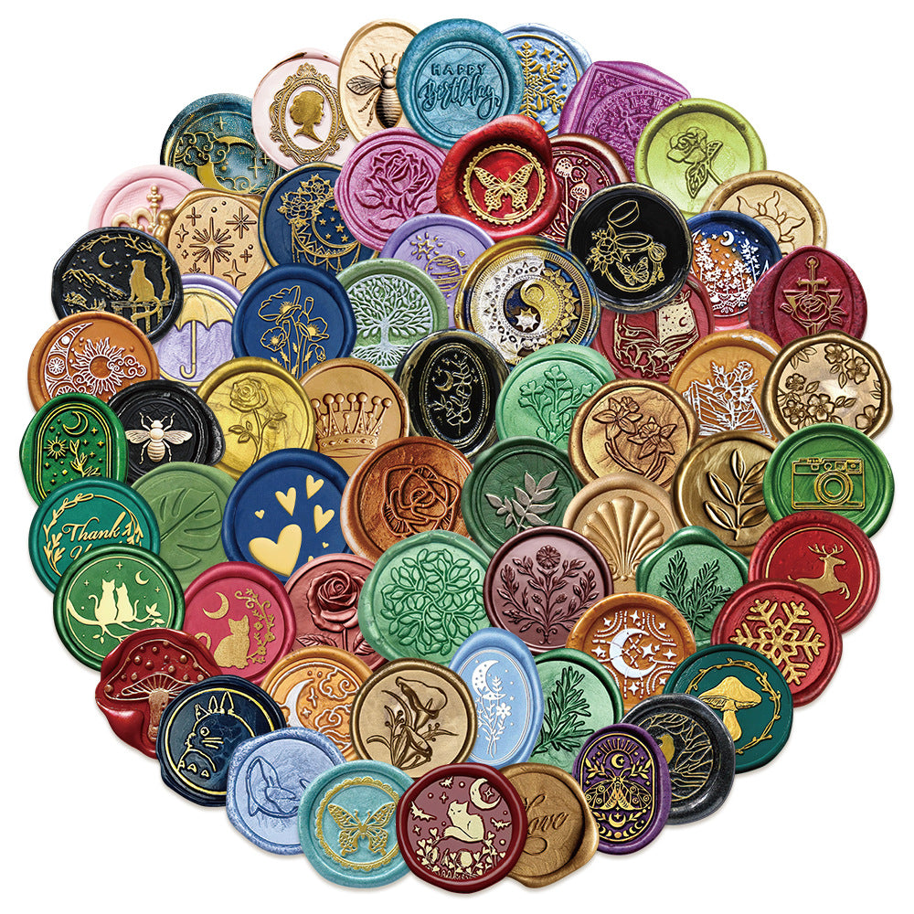 Wax Seal Stickers – Vintage Style, 64 Pcs - ViktaShop