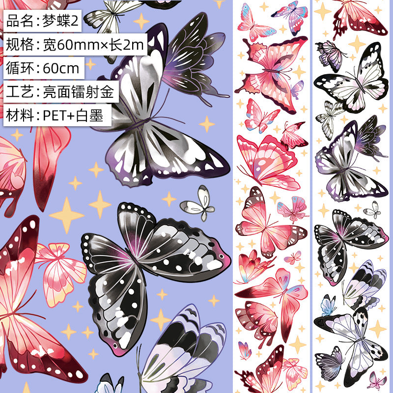 Floral PET Tape - Decorative Oil Paper DIY Stickers, 2m - ViktaShop