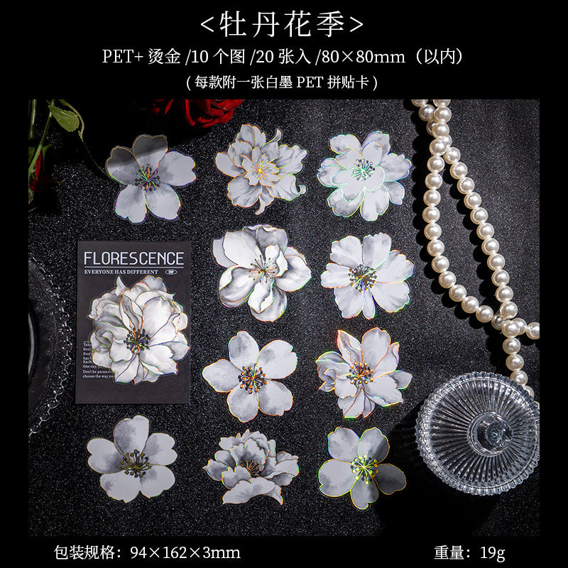 PET Stickers – Night Flowers Series, 6 Options - ViktaShop