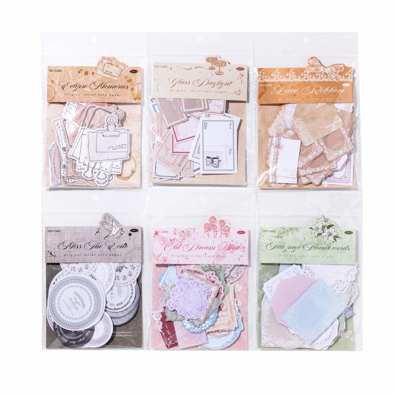 White Kraft Paper Relief Decoration - Night Wind Retro Notes, 6 Options - ViktaShop