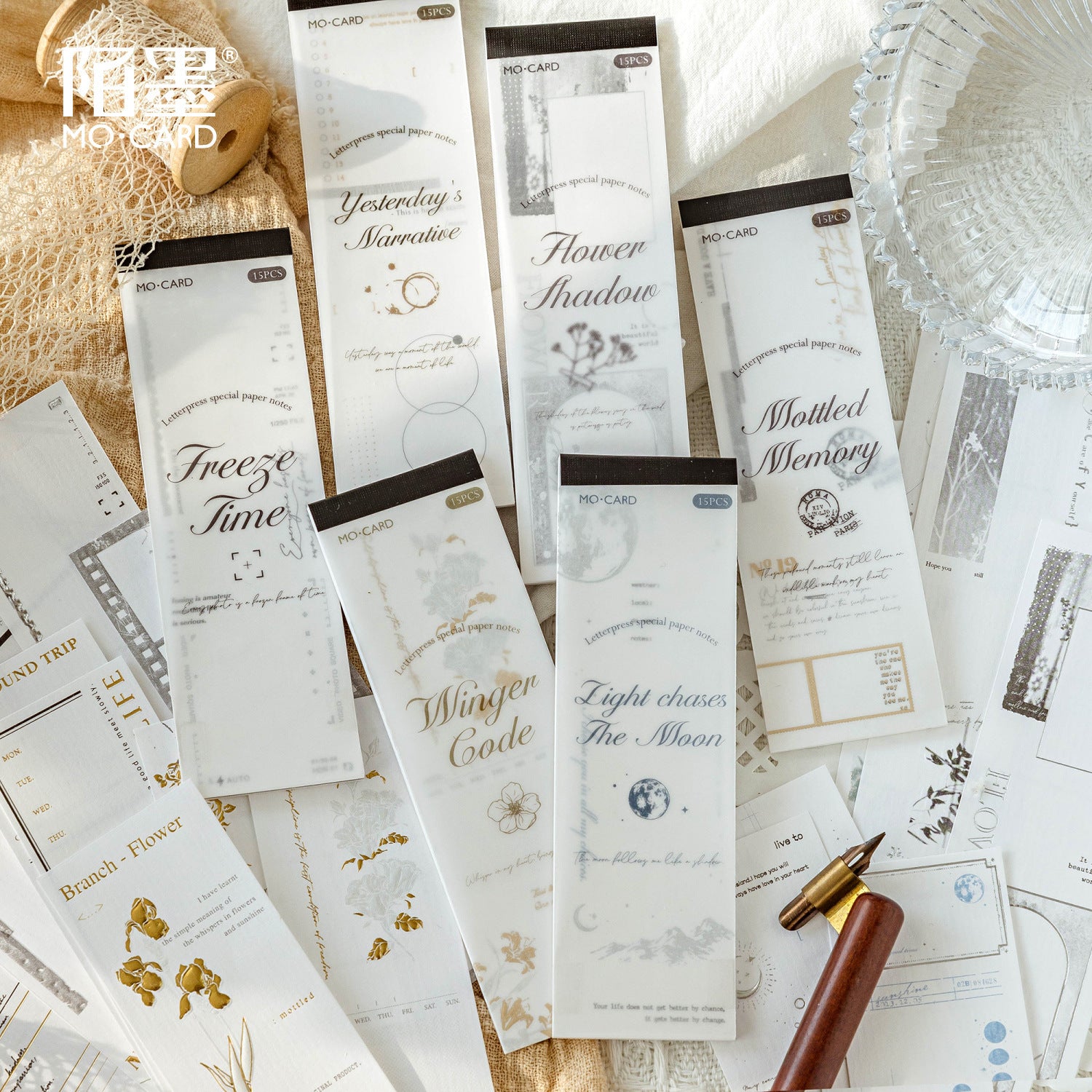 Retro Special Paper with Bronzing, Long Strip Relief, 10 Sheets - ViktaShop