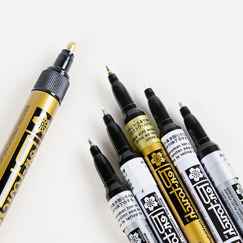 Cherry Blossom White, Gold & Silver Paint Marker Set – High Gloss Art Pens - ViktaShop