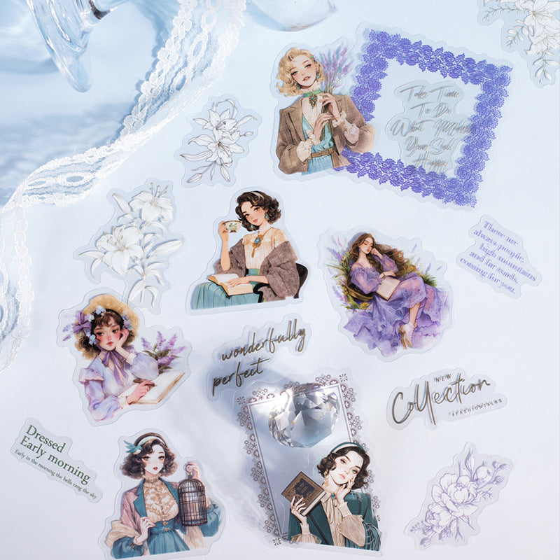 Sticker Pack – Lace Theme Flower Shadow Weaving Language Series, 20 Pcs - ViktaShop