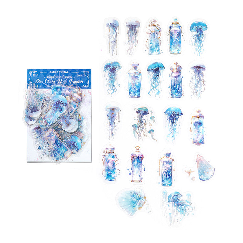 Jellyfish Fantasy Series PET Stickers, 40 Pcs - ViktaShop