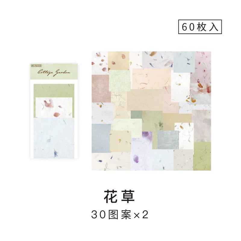 Village Garden Series Decorative Paper for Scrapbooking, 60 Pcs