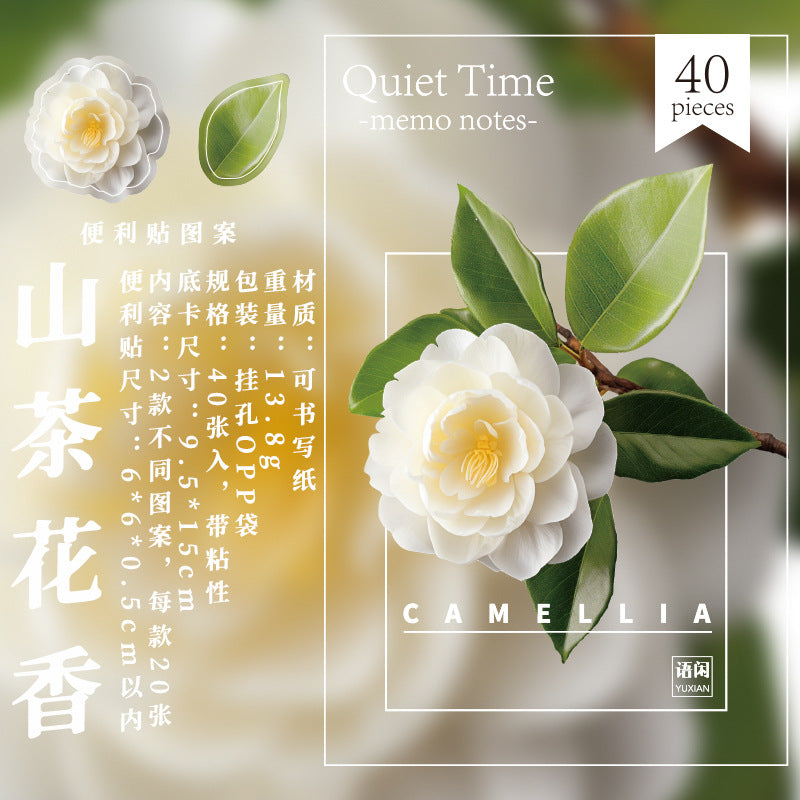 Language Leisure Post-it Notes Quiet Time Series Flower Stickers, 40 Pcs - ViktaShop