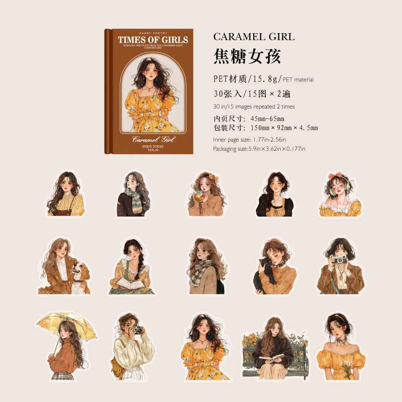 Vintage Girls Sticker PET Pack
