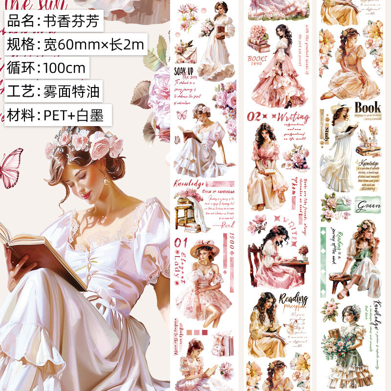 Retro Flower Hand Account Tape – Antique Material, PET Tape - 2m - ViktaShop