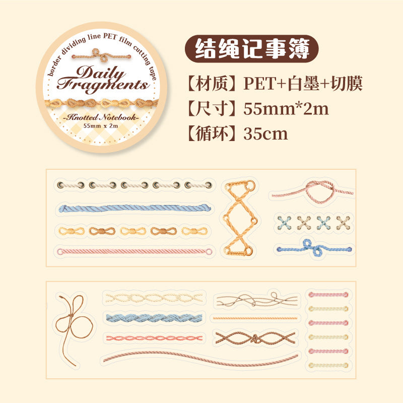 Fragments Daily Series – Border Split Line PET Tape, Retro Bow Design, 2m - ViktaShop
