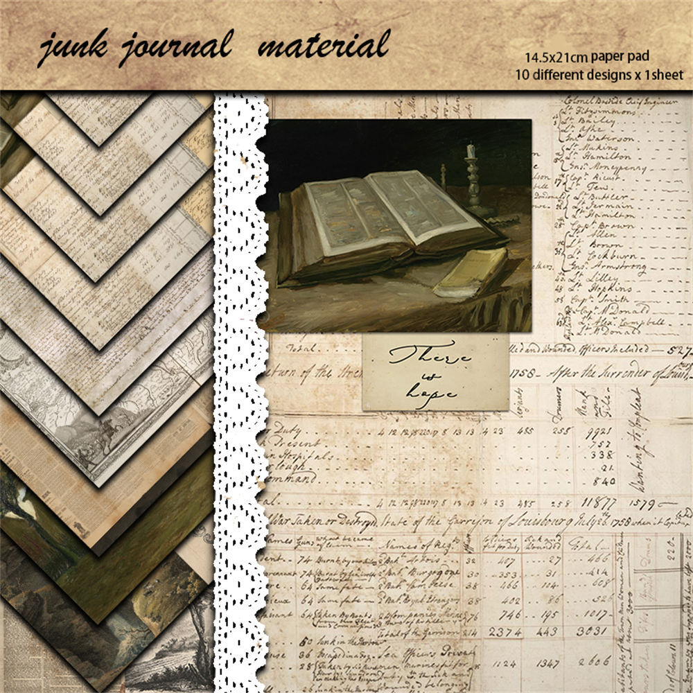 Time Notes Material Paper - Retro Collage Series, 10 Sheets - ViktaShop