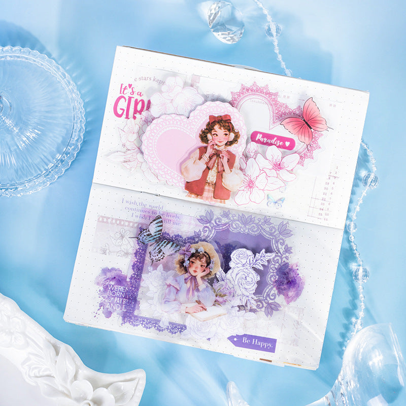 Sticker Pack – Lace Theme Flower Shadow Weaving Language Series, 20 Pcs - ViktaShop