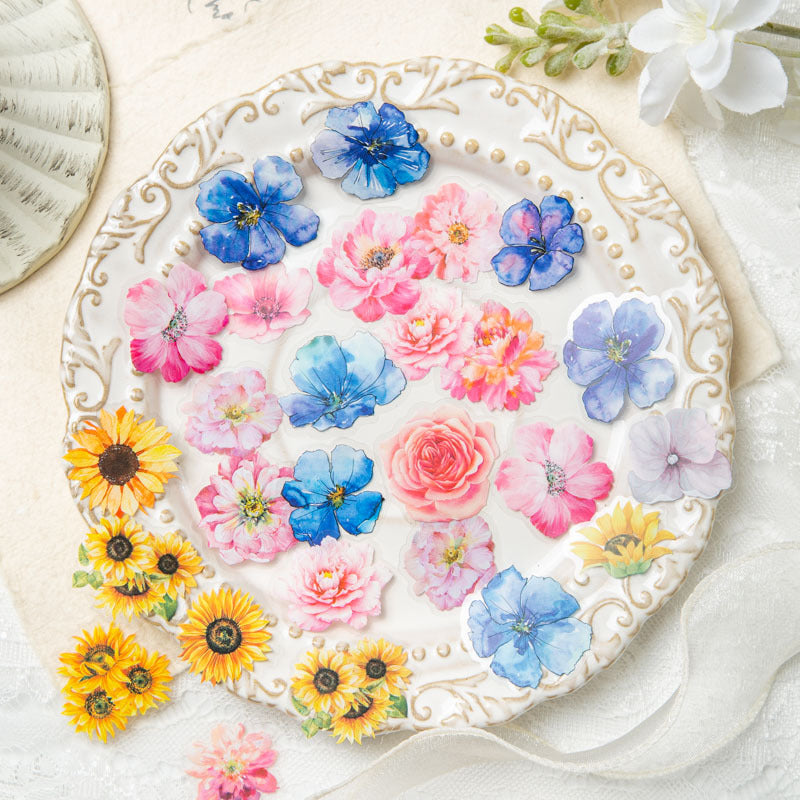Flowers Bloom Like a Dream Series – PET Stickers, 6 Options - ViktaShop