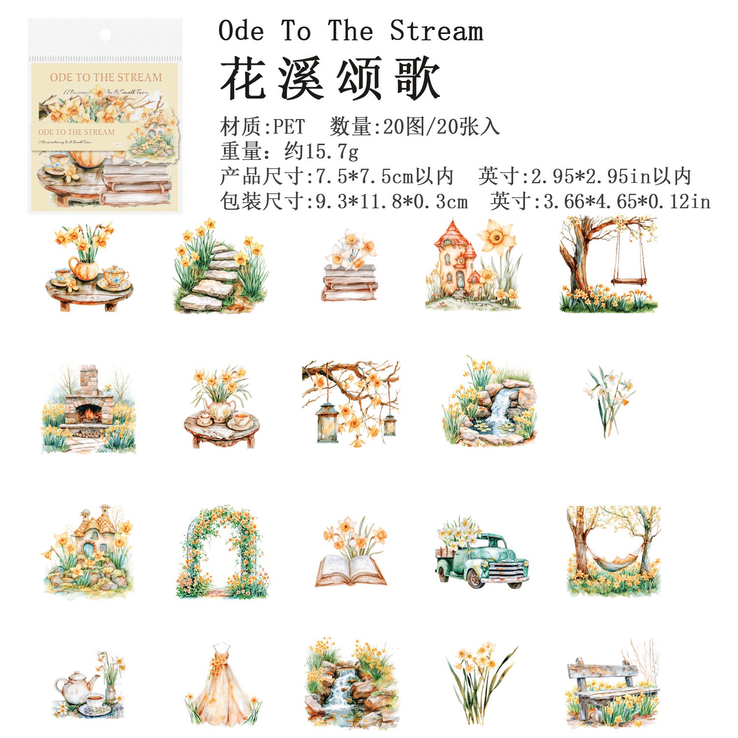 Ancient Forest PET Stickers - Encounters Series, 20 Pcs - ViktaShop