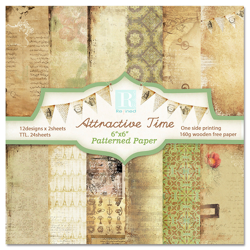 Attractive Time DIY Background Pattern Paper - 24 Sheets - ViktaShop