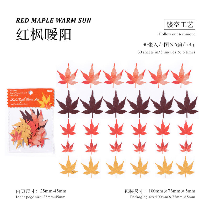 White Kraft Paper Hollow Material - Leaf Pickup Series, 30 Sheets - ViktaShop