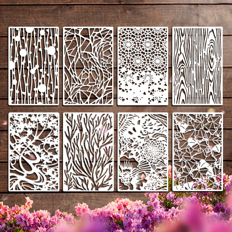 Texture Stencil Set – Coral Flower Theme, 8 Pcs - ViktaShop