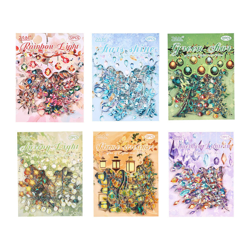 Waterproof PET Laser Stickers – Lamp & Starfish Retro Series, 6 Options - ViktaShop