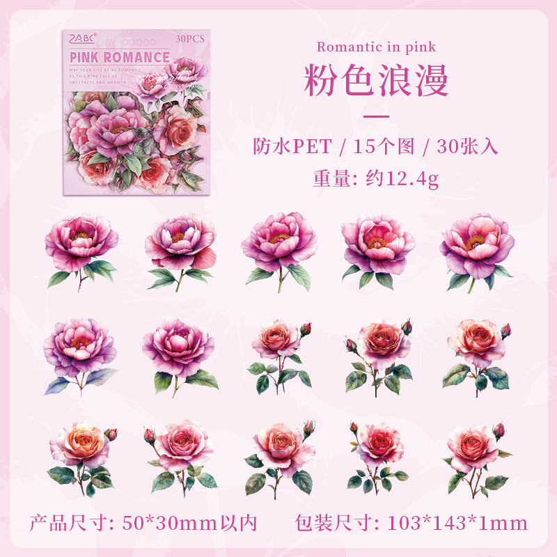 Flower Dance Transparent PET Stickers - Retro Rose for DIY - ViktaShop