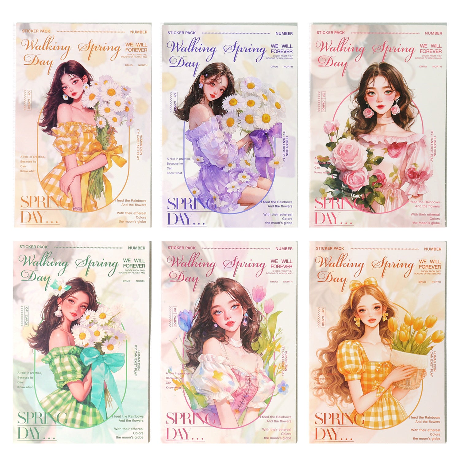 Series PET Material Sticker Pack – Daisy Story, 15 Sheets - ViktaShop