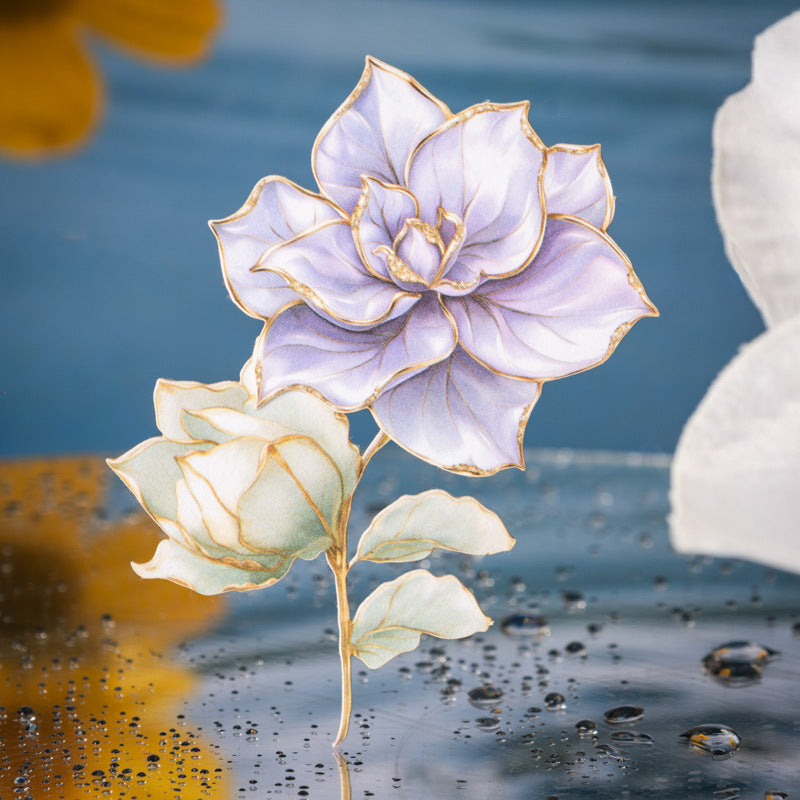 Hard Card Flower Stickers – Moon Flower Series, 6 Options - ViktaShop