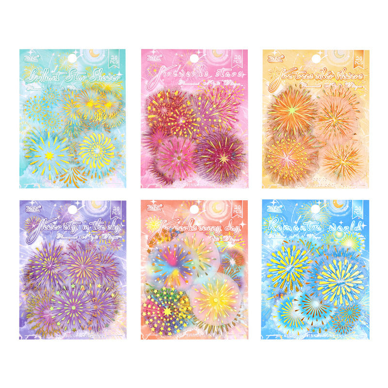 Fluorescent Night Language Stickers - Fireworks & Stars, 6 Pcs - ViktaShop