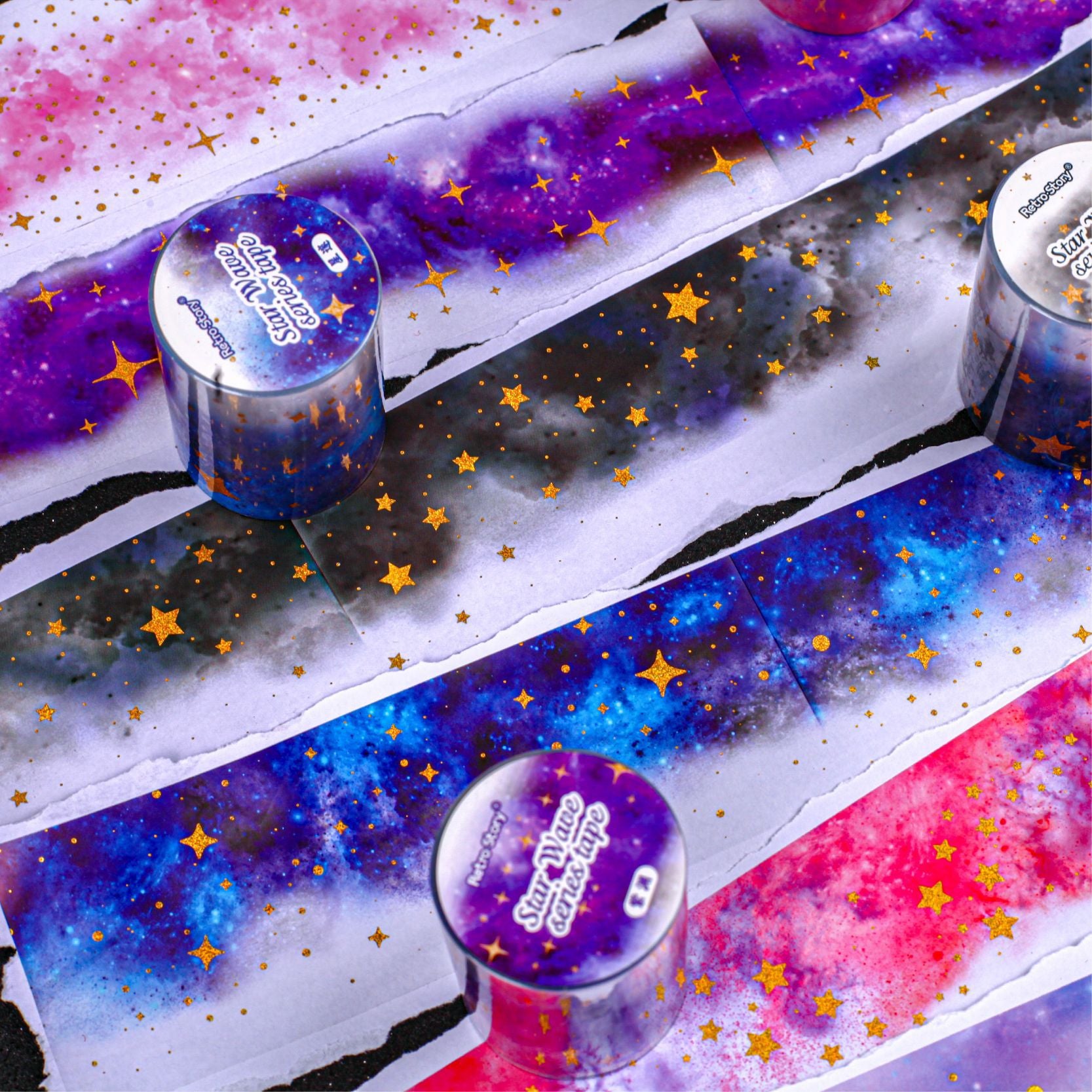 Creative Starlit PET Craft Tape – Galaxy Theme, Glittering Sand - ViktaShop