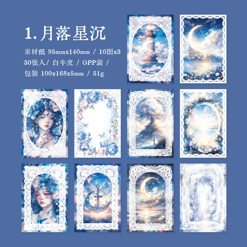 Romantic Lace Character Series – Material Paper Collection, 30 Pcs - ViktaShop