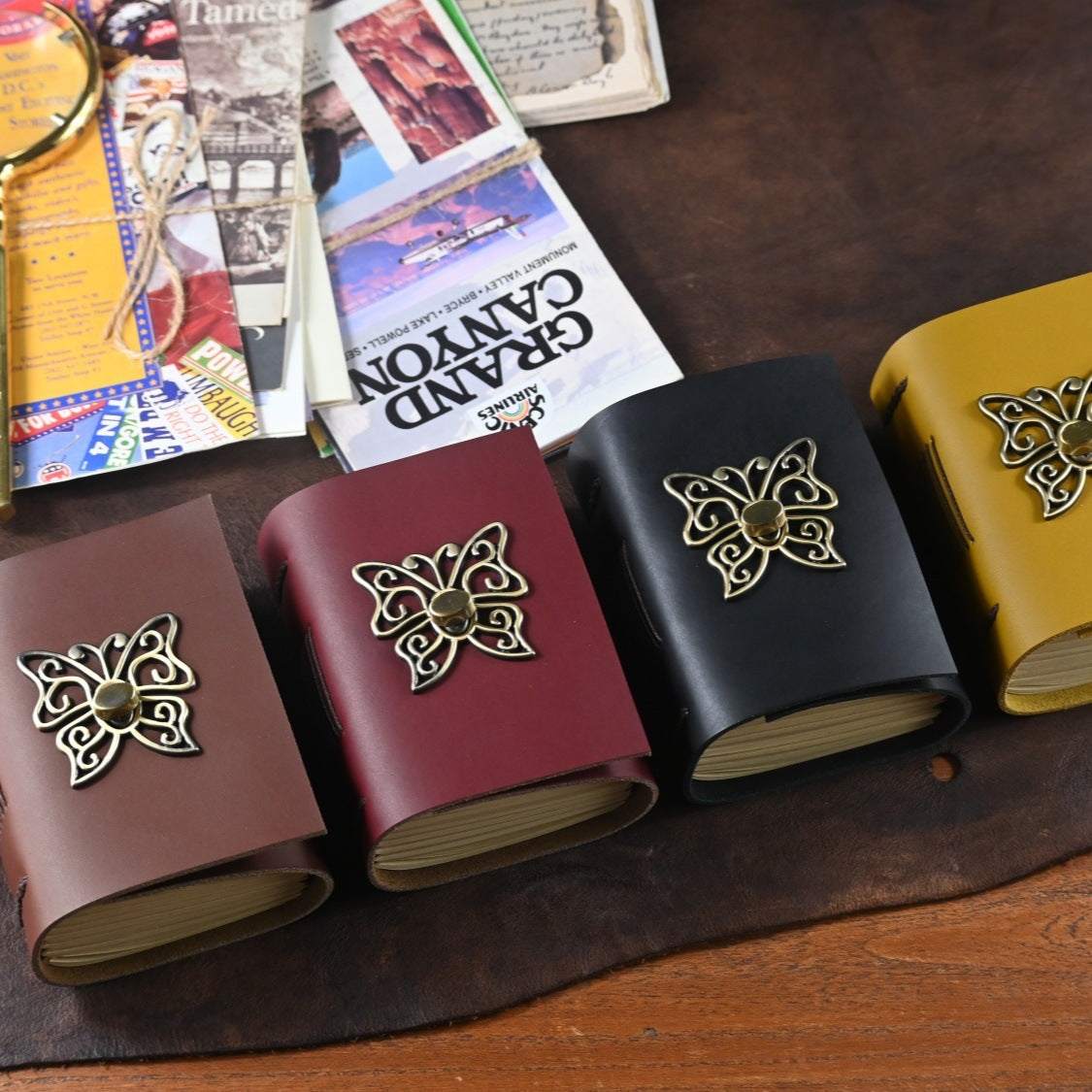 A7 Cowhide Pocket Leather Notepad – Mini Vintage Journal, 4 Options - ViktaShop