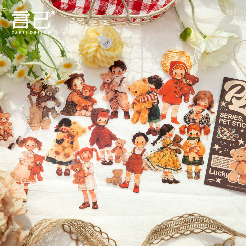 Small Paradise PET Stickers - Cute Little Girl Series, 30 Pcs - ViktaShop