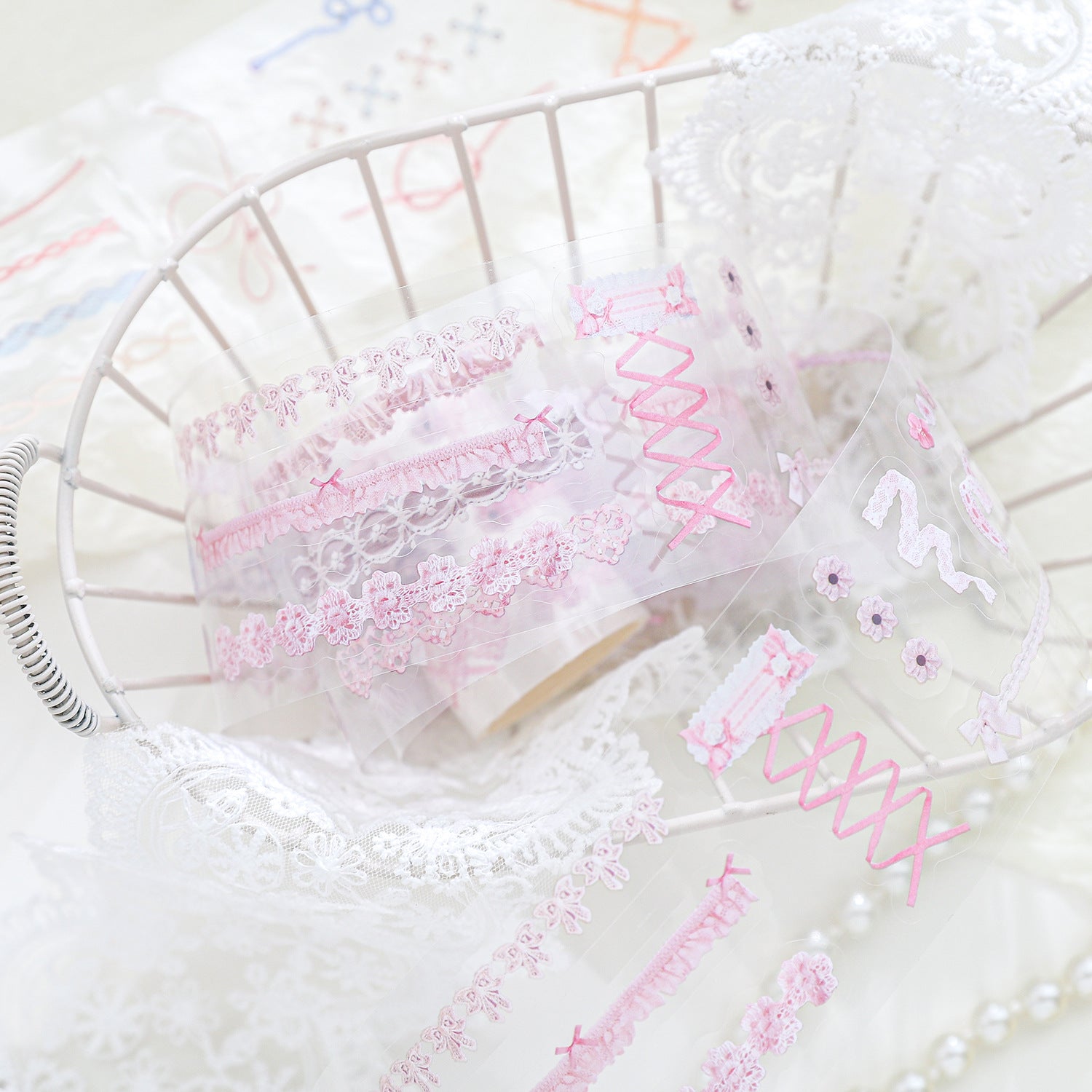 Fragments Daily Series – Border Split Line PET Tape, Retro Bow Design, 2m - ViktaShop