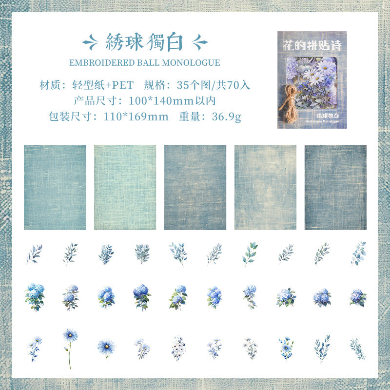 Floral Collage Poem Sticker Pack, 6 Options - ViktaShop