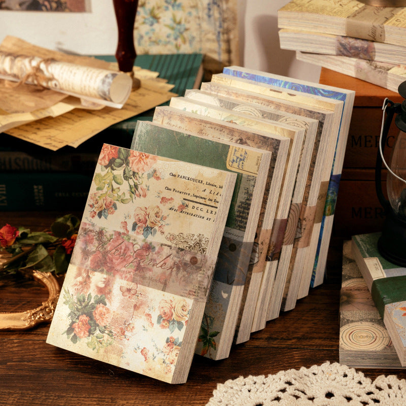 Vintage Material Paper Book of Retro Scrapbooking Paper, 100 Sheets - ViktaShop
