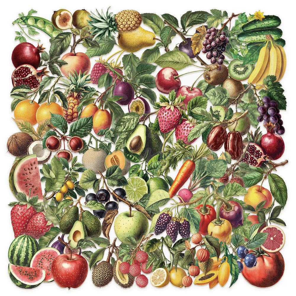 Retro Fruit Stickers – Decorative Stickers, 50 Pcs - ViktaShop