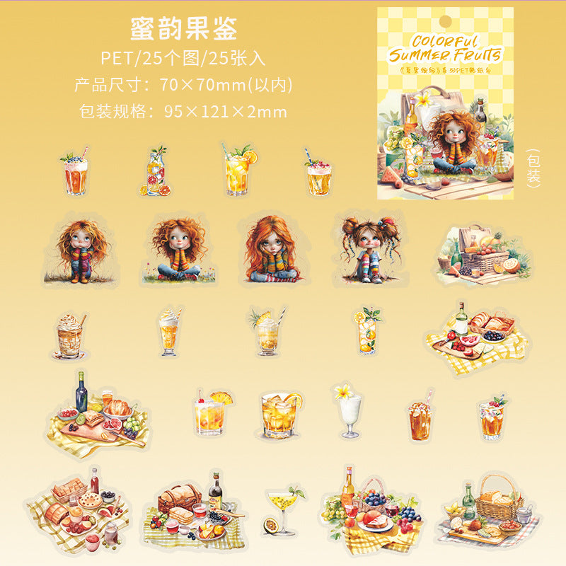 Summer Fruit Series, Colorful Cartoon PET Sticker Pack, 4 Options - ViktaShop