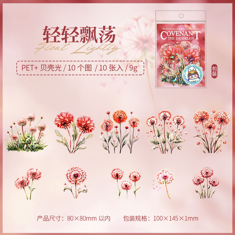 Dandelion Theme PET Sticker Pack, 10 Pcs - ViktaShop