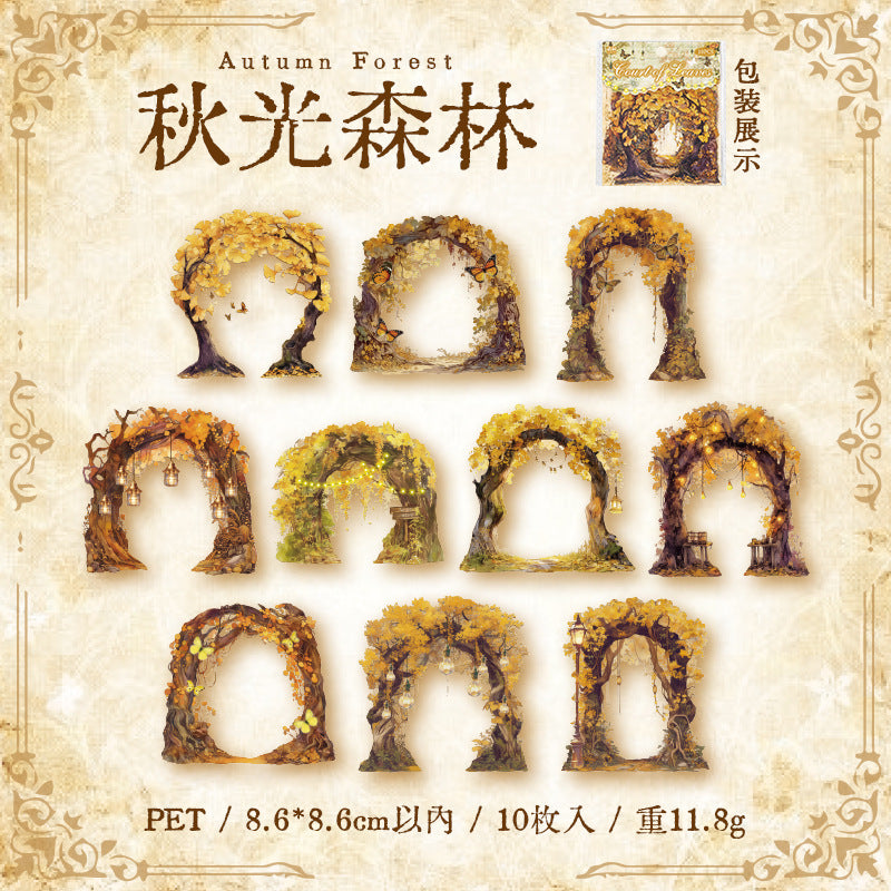 Leaf of the Court Series Plant & Bridge Collage PET Stickers, 4 Options - ViktaShop