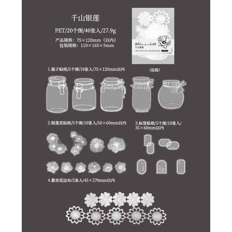 Flower Feather Series PET Stickers
