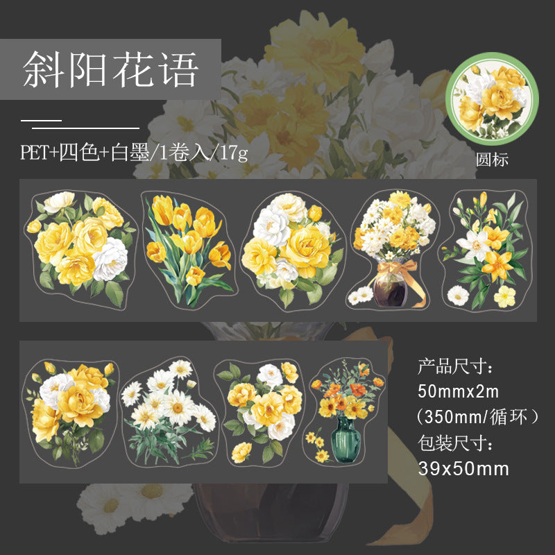 PET Plant Flower Sticker – Material Decoration Collage Tape, 3.5m - ViktaShop